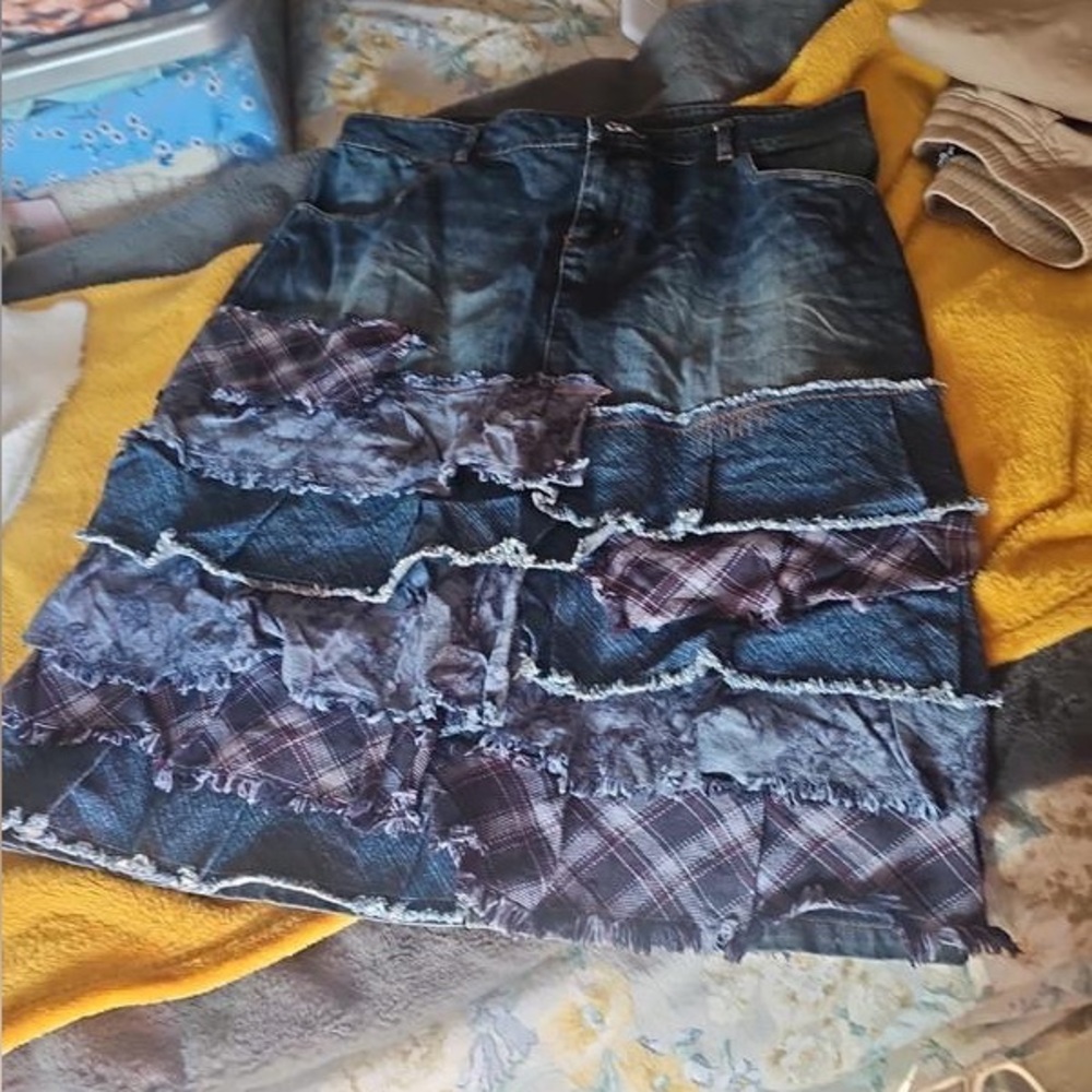 Per Una Blue Ruffled Tiered Pencil Skirt